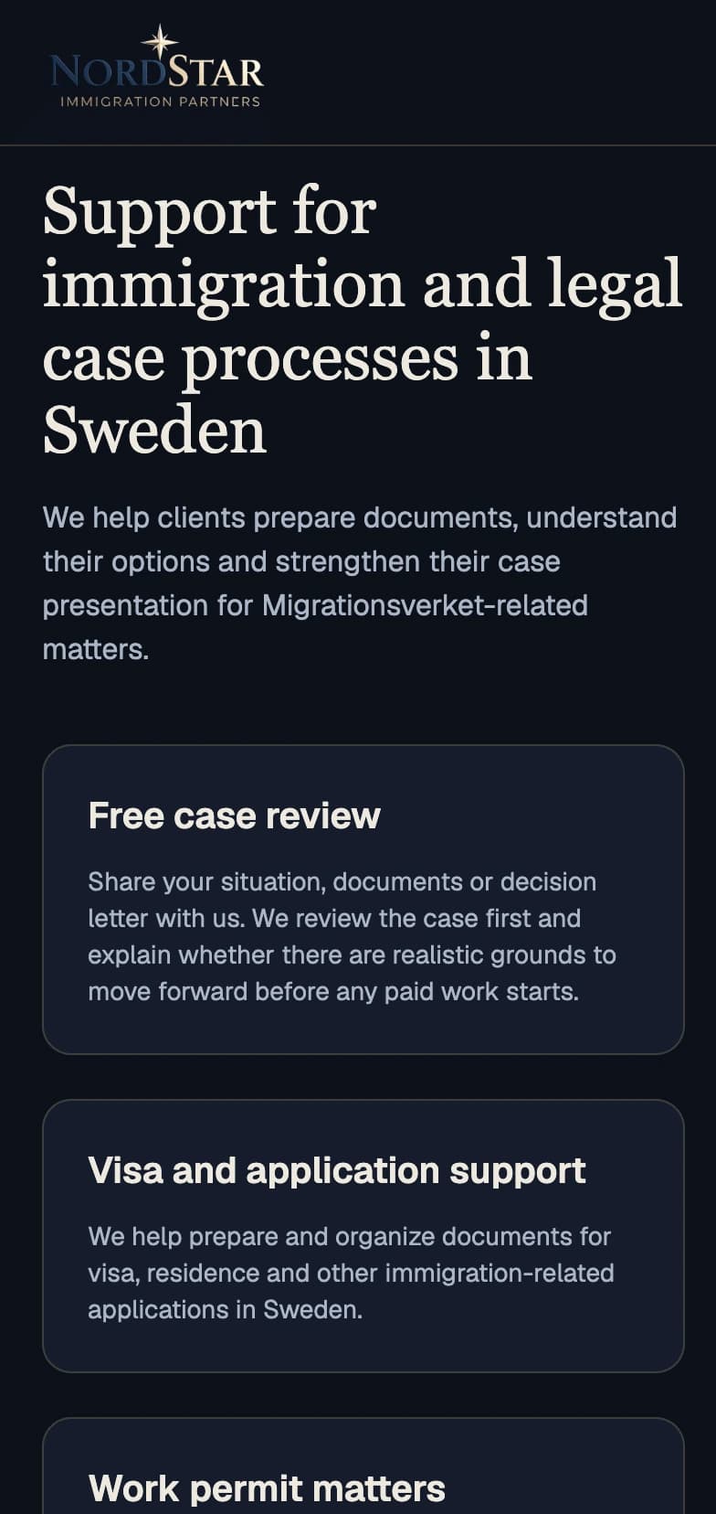 Nord Start Immigration Partners mobile preview